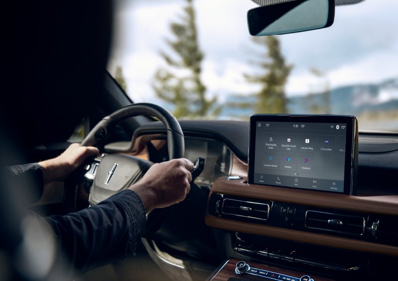 The center touch screen in a 2024 Lincoln Aviator® SUV is shown | Beck Lincoln in Palatka FL